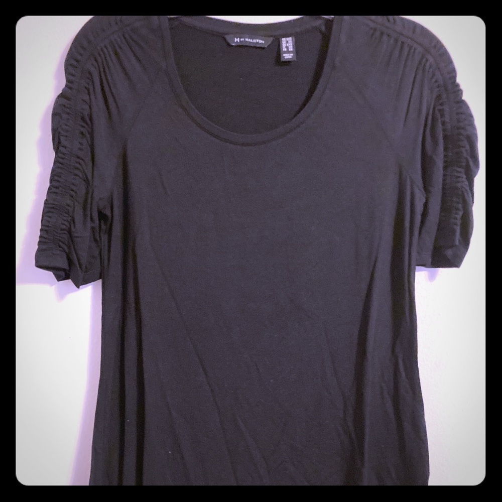 H by halston scoop neck top w/ ruching elbow